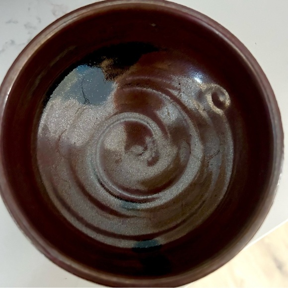 Handmade Art Pottery Ceramic Bowl Chocolate Brown Black Mocha - Picture 7 of 10
